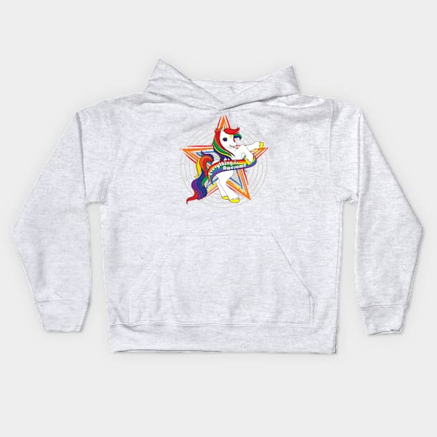 Colorful Awesome Pony Kids Hoodie by GnarllyMama